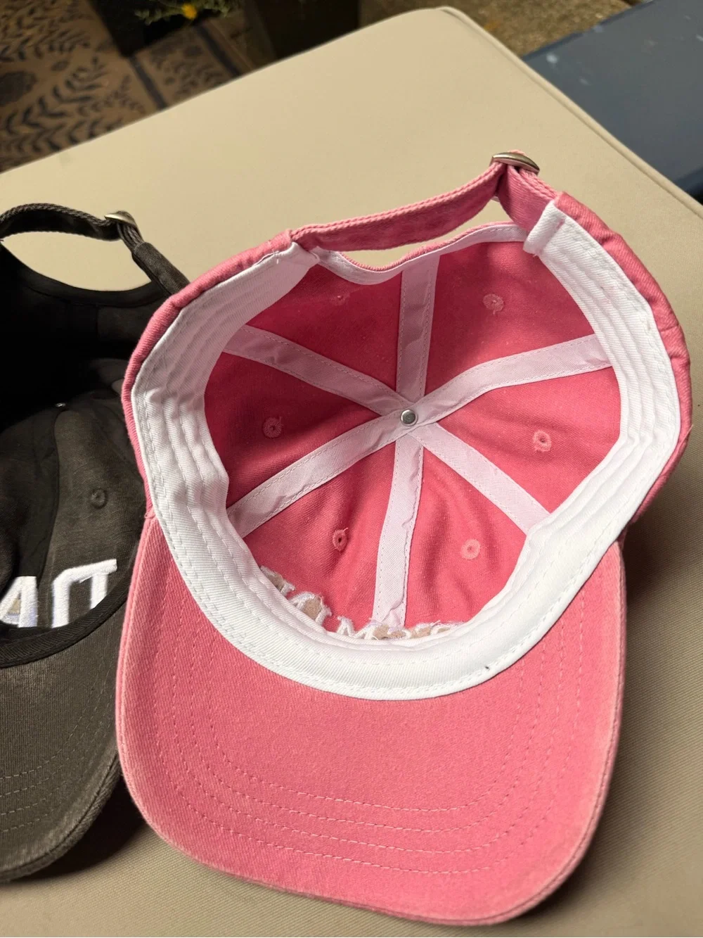 Dad & Dad's Mini Embroidered Baseball Caps - Gray and Pink